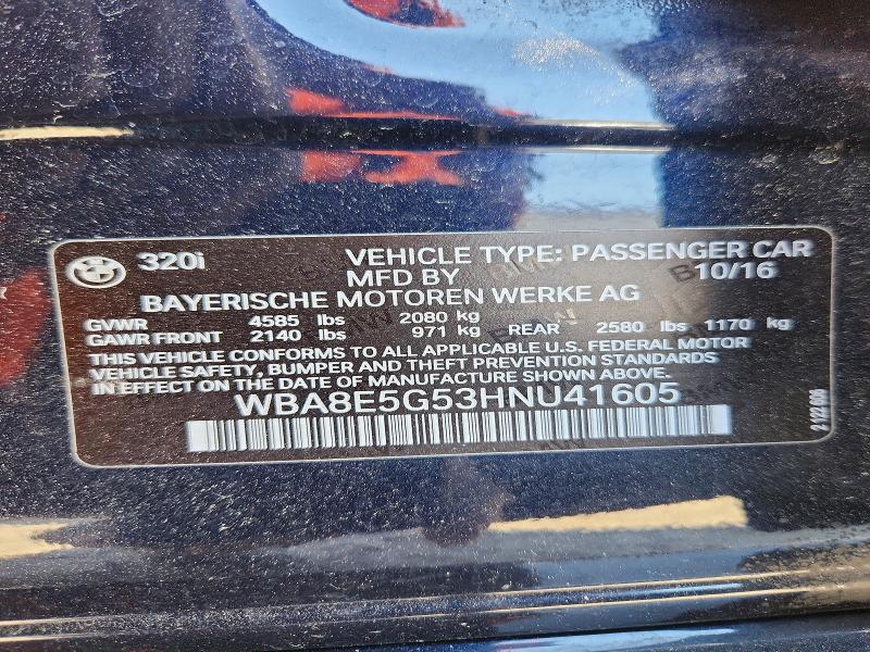 Aukcja sprzedaży 2017 Bmw 320, vin: WBA8E5G53HNU41605, numer aukcji: 50284046