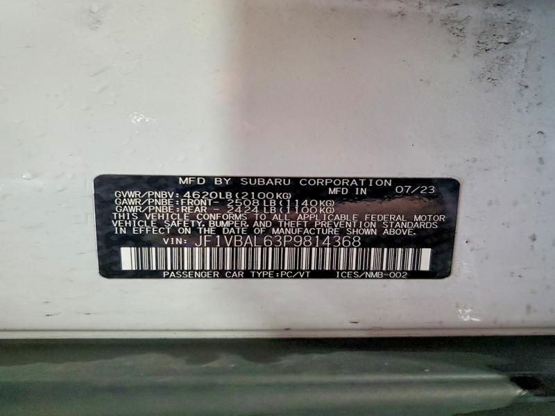 Aukcja sprzedaży 2023 Subaru Wrx, vin: JF1VBAL63P9814368, numer aukcji: 48456056