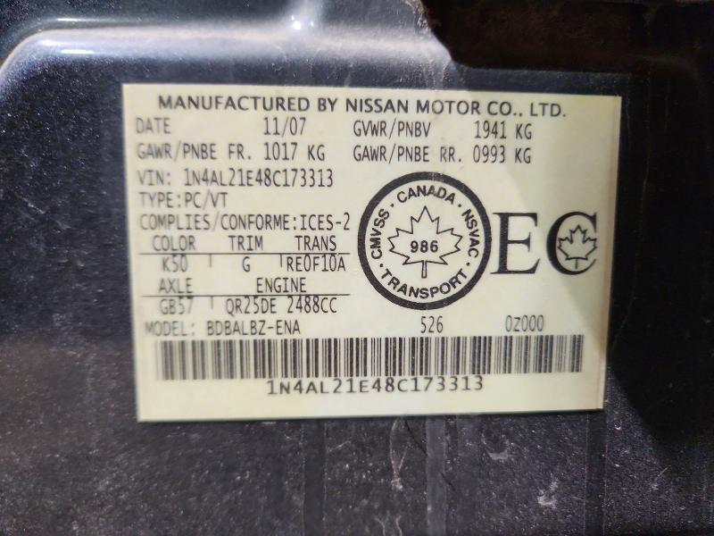 49927376 :رقم المزاد ، 1N4AL21E48C173313 vin ، 2008 Nissan Altima مزاد بيع
