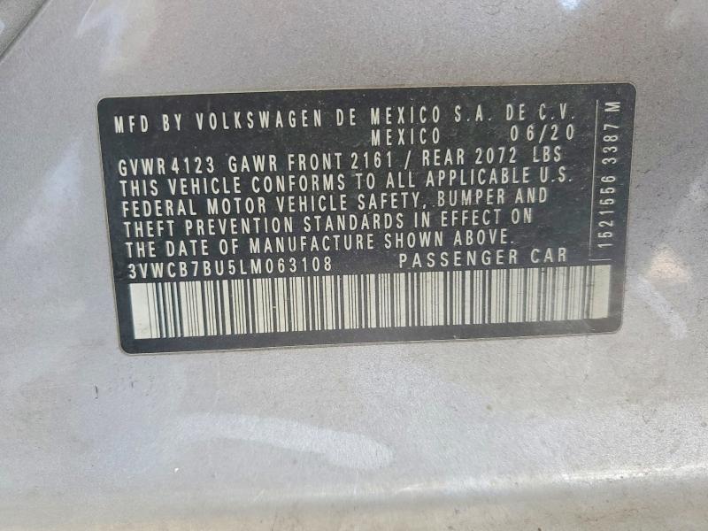50212186 :رقم المزاد ، 3VWCB7BU5LM063108 vin ، 2020 Volkswagen Jetta مزاد بيع