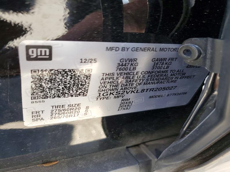 49764156 :رقم المزاد ، 1GKS2VKL8TR205027 vin ، 2026 Gmc Yukon مزاد بيع