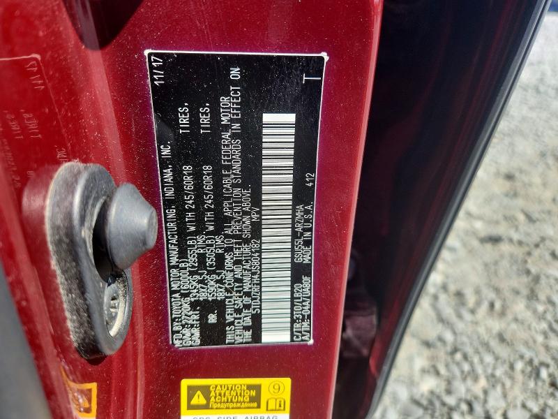 Aukcja sprzedaży 2018 Toyota Highlander, vin: 5TDJZRFH4JS804182, numer aukcji: 50565166