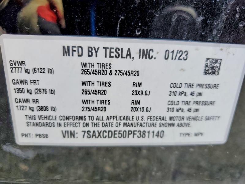 Aukcja sprzedaży 2023 Tesla Model X, vin: 7SAXCDE50PF381140, numer aukcji: 49667816