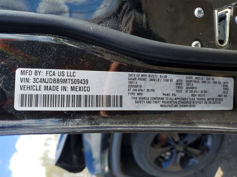 Продажа на аукционе авто 2021 Jeep Compass, vin: 3C4NJDBB9MT509439, номер лота: 50756316