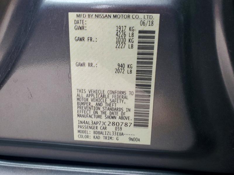 Aukcja sprzedaży 2018 Nissan Altima, vin: 1N4AL3AP7JC280787, numer aukcji: 51626386
