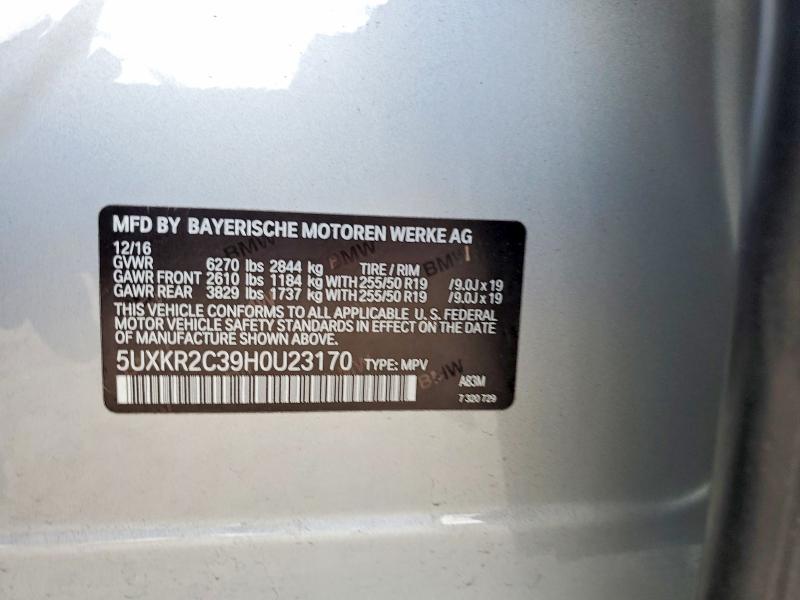 50983136 :رقم المزاد ، 5UXKR2C39H0U23170 vin ، 2017 Bmw X5 مزاد بيع