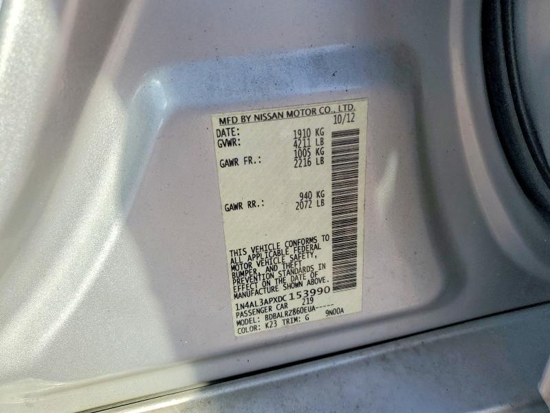 Aukcja sprzedaży 2013 Nissan Altima, vin: 1N4AL3APXDC153990, numer aukcji: 51154836