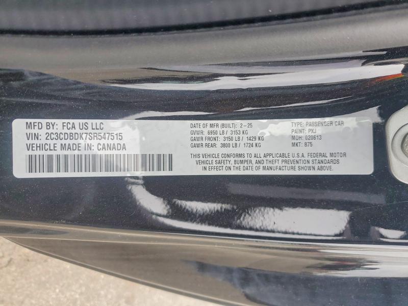 Aukcja sprzedaży 2025 Dodge Charger, vin: 2C3CDBDK7SR547515, numer aukcji: 50456476