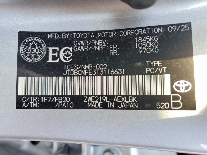 Продаж на аукціоні авто 2026 Toyota Corolla Le Hev 4dr, vin: JTDBCMFE3T3116631, номер лоту: 50469646