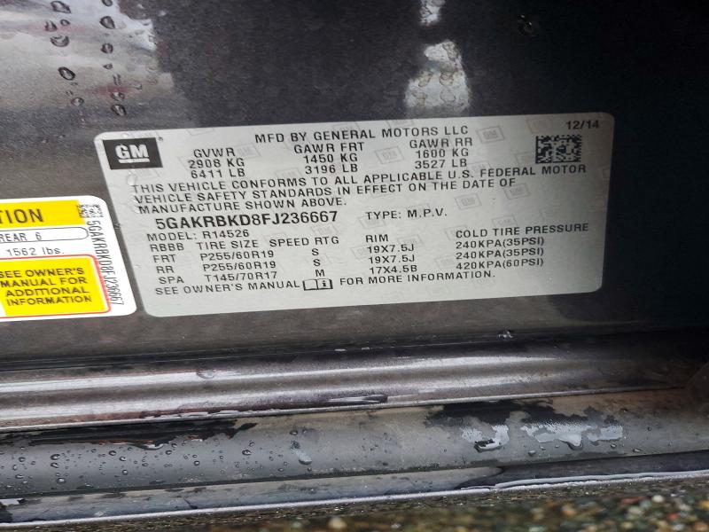 Продажа на аукционе авто 2015 Buick Enclave, vin: 5GAKRBKD8FJ236667, номер лота: 50609066