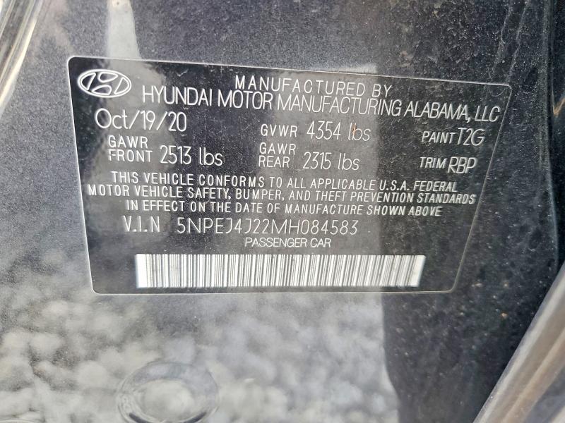 2021 Hyundai Sonata მანქანა იყიდება აუქციონზე, vin: 5NPEJ4J22MH084583, აუქციონის ნომერი: 50729196