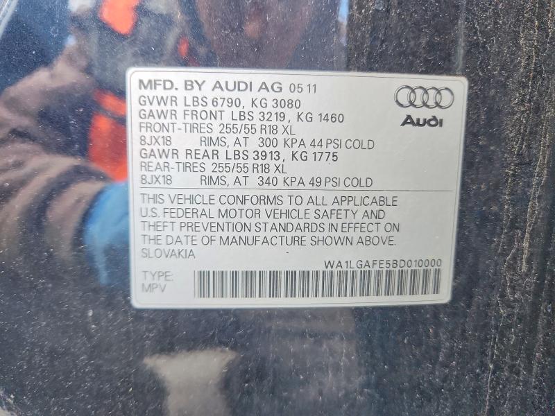 2011 Audi Q7 მანქანა იყიდება აუქციონზე, vin: WA1LGAFE5BD010000, აუქციონის ნომერი: 48989546