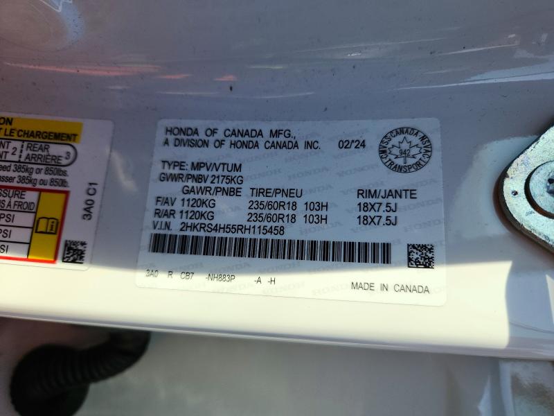 Aukcja sprzedaży 2024 Honda Cr-v, vin: 2HKRS4H55RH115458, numer aukcji: 46144936