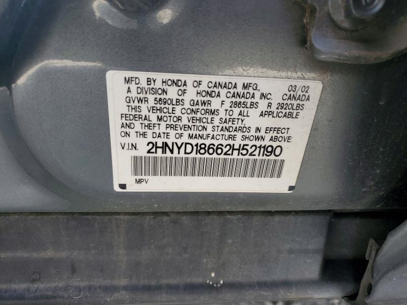 Aukcja sprzedaży 2002 Acura Mdx, vin: 2HNYD18662H521190, numer aukcji: 49748006