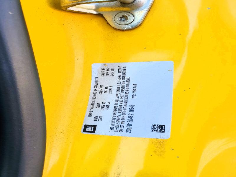 50670946 :رقم المزاد ، 2G1FB1ED4B9110248 vin ، 2011 Chevrolet Camaro مزاد بيع