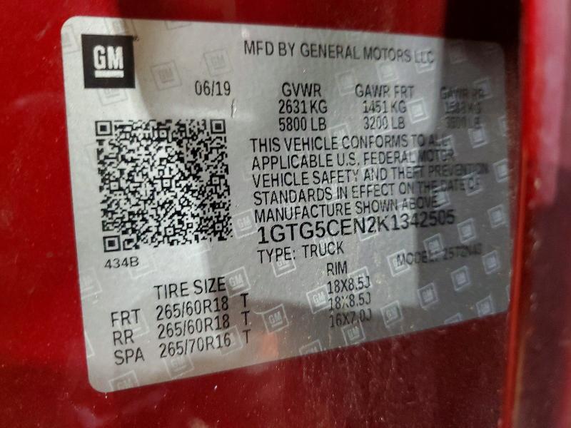 Aukcja sprzedaży 2019 Gmc Canyon, vin: 1GTG5CEN2K1342505, numer aukcji: 51782386
