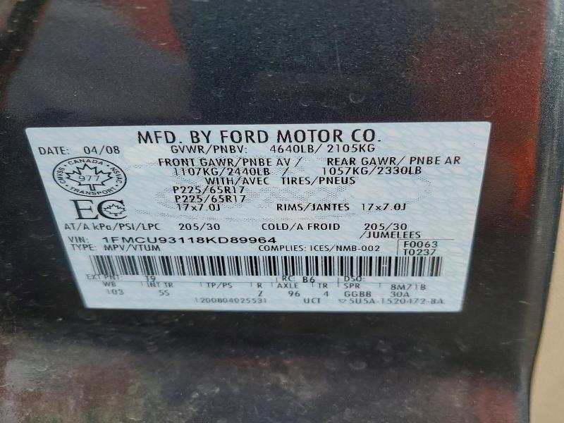 48259216 :رقم المزاد ، 1FMCU93118KD89964 vin ، 2008 Ford Escape مزاد بيع