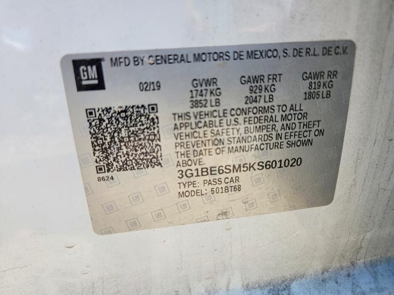 Продажа на аукционе авто 2019 Chevrolet Cruze, vin: 3G1BE6SM5KS601020, номер лота: 51571706