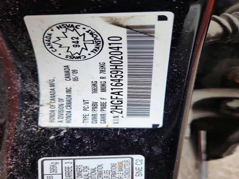 41717476 :رقم المزاد ، 2HGFA16459H020410 vin ، 2009 Honda Civic مزاد بيع