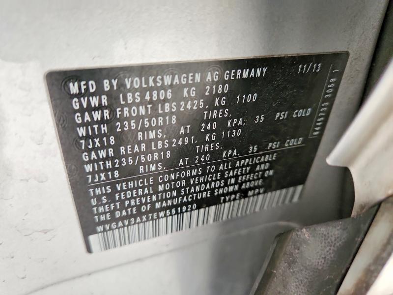 Продаж на аукціоні авто 2014 Volkswagen Tiguan, vin: WVGAV3AX7EW551920, номер лоту: 49828716