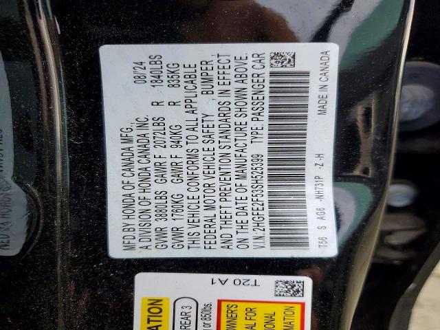 48792956 :رقم المزاد ، 2HGFE2F53SH525399 vin ، 2025 Honda Civic مزاد بيع