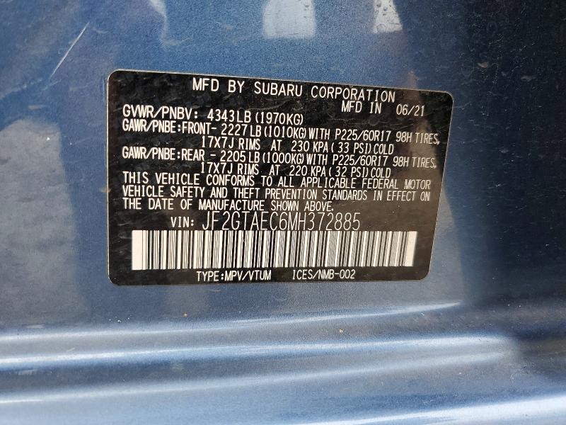 Продажа на аукционе авто 2021 Subaru Crosstrek, vin: JF2GTAEC6MH372885, номер лота: 51093356