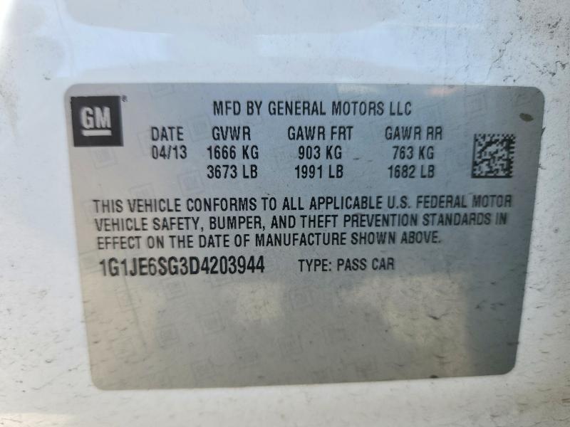 2013 Chevrolet Sonic მანქანა იყიდება აუქციონზე, vin: 1G1JE6SG3D4203944, აუქციონის ნომერი: 48963296