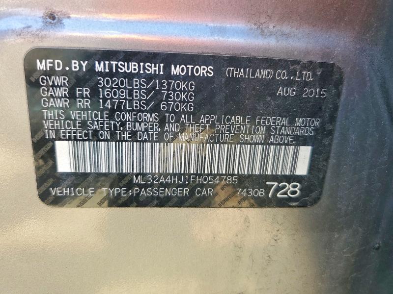 Aukcja sprzedaży 2015 Mitsubishi Mirage, vin: ML32A4HJ1FH054785, numer aukcji: 51009036