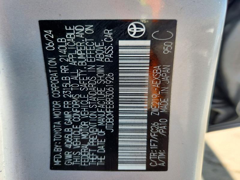 Продажа на аукционе авто 2024 Toyota Corolla Hybrid, vin: JTDBCMFE8R3061926, номер лота: 49951976