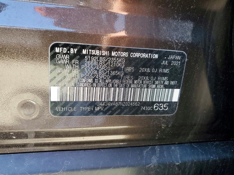 Продажа на аукционе авто 2022 Mitsubishi Outlander, vin: JA4J4VA87NZ024562, номер лота: 49045356