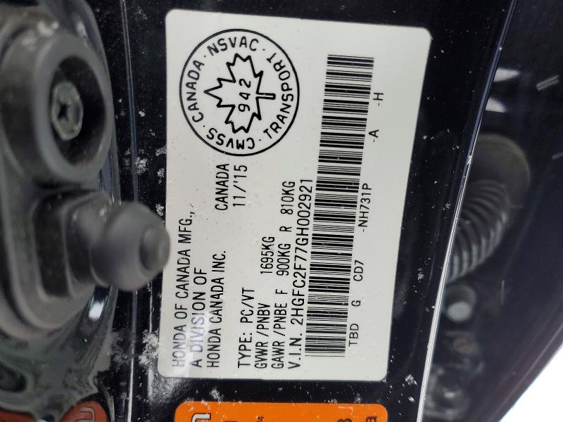 2016 Honda Civic მანქანა იყიდება აუქციონზე, vin: 2HGFC2F77GH002921, აუქციონის ნომერი: 48812556