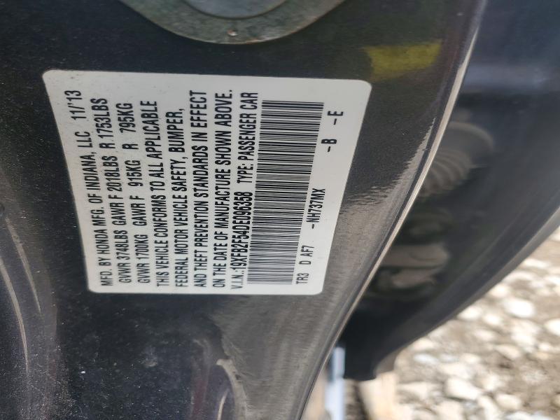 2013 Honda Civic მანქანა იყიდება აუქციონზე, vin: 19XFB2F54DE096358, აუქციონის ნომერი: 51329676