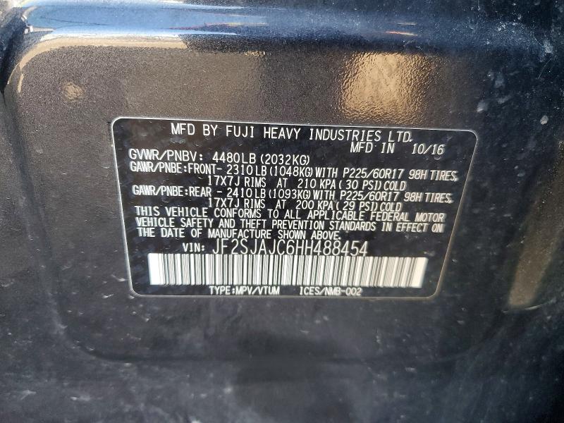 2017 Subaru Forester მანქანა იყიდება აუქციონზე, vin: JF2SJAJC6HH488454, აუქციონის ნომერი: 48712116