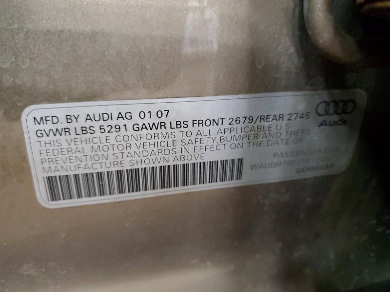 Продаж на аукціоні авто 2007 Audi A6, vin: WAUDH74F17N114021, номер лоту: 49290926