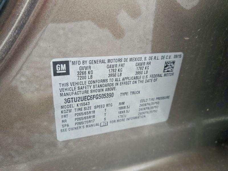 Aukcja sprzedaży 2015 Gmc Sierra, vin: 3GTU2UEC6FG505390, numer aukcji: 48345066