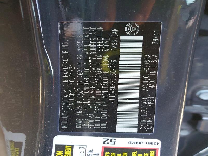 Aukcja sprzedaży 2025 Toyota Camry, vin: 4T1DAACK3SU564296, numer aukcji: 50967706