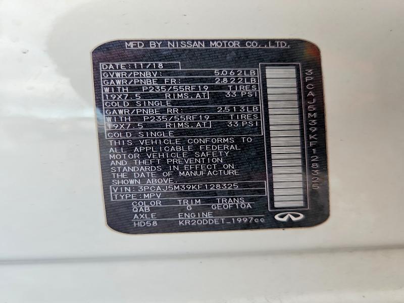 48483776 :رقم المزاد ، 3PCAJ5M39KF128325 vin ، 2019 Infiniti Qx50 مزاد بيع
