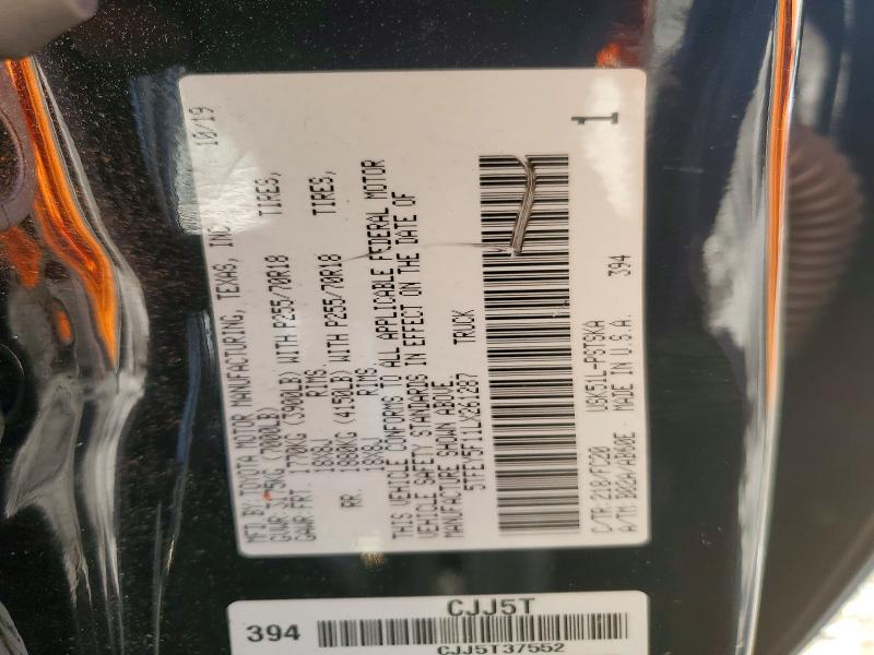 50556806 :رقم المزاد ، 5TFEY5F11LX261287 vin ، 2020 Toyota Tundra مزاد بيع