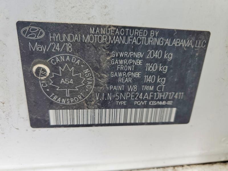 Aukcja sprzedaży 2018 Hyundai Sonata, vin: 5NPE24AF1JH717411, numer aukcji: 47905316