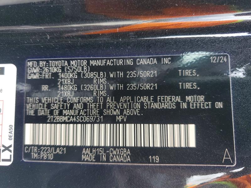 2025 Lexus Rx 350h მანქანა იყიდება აუქციონზე, vin: 2T2BBMCA4SC069731, აუქციონის ნომერი: 49835256