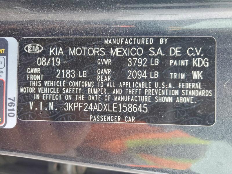 2020 Kia Forte მანქანა იყიდება აუქციონზე, vin: 3KPF24ADXLE158645, აუქციონის ნომერი: 51601276