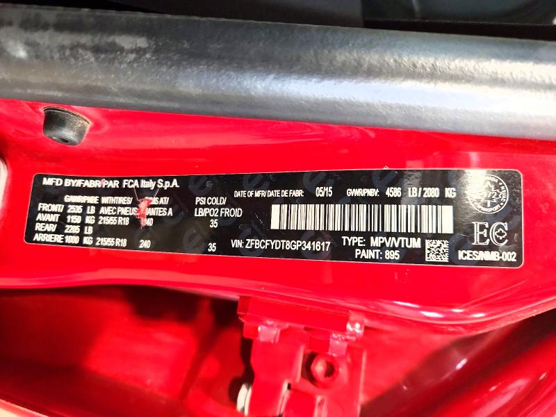 48755886 :رقم المزاد ، ZFBCFYDT8GP341617 vin ، 2016 Fiat 500x مزاد بيع