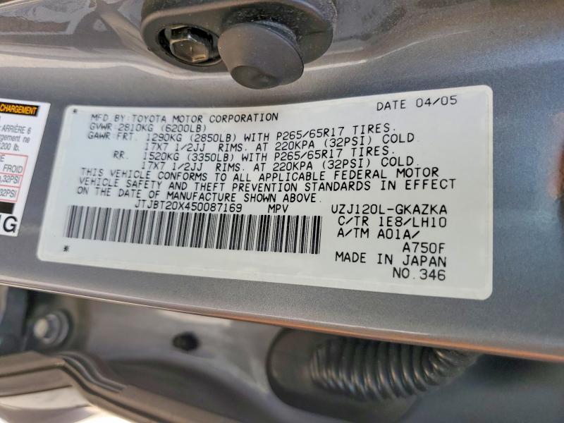 Продажа на аукционе авто 2005 Lexus Gx 470, vin: JTJBT20X450087169, номер лота: 48852836