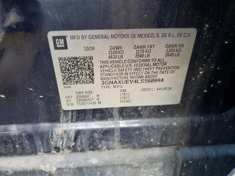 Aukcja sprzedaży 2020 Chevrolet Equinox, vin: 3GNAXUEV4LS568994, numer aukcji: 49226516