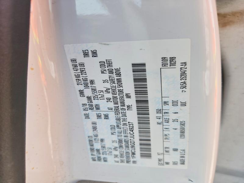 Aukcja sprzedaży 2018 Ford Escape, vin: 1FMCU9GD7JUC49237, numer aukcji: 51501976