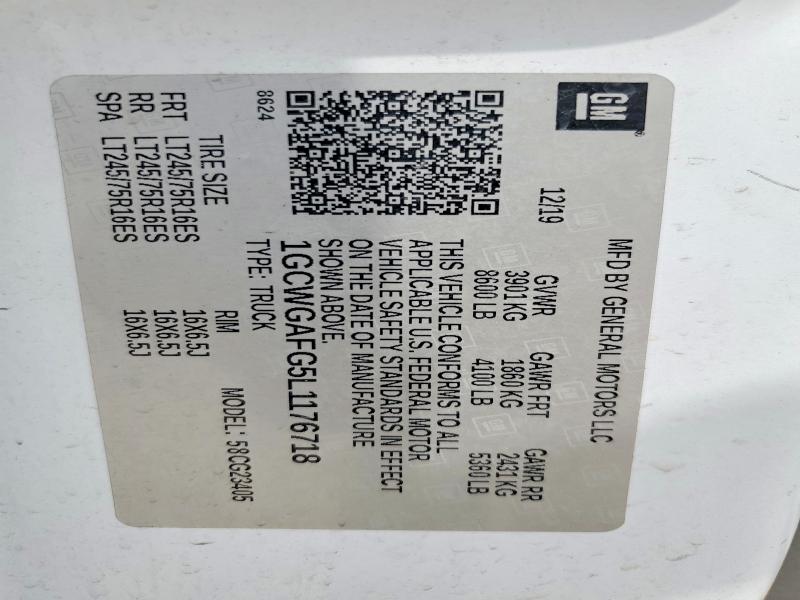 47589606 :رقم المزاد ، 1GTW7AFG6K1315561 vin ، 2019 Gmc Savana مزاد بيع