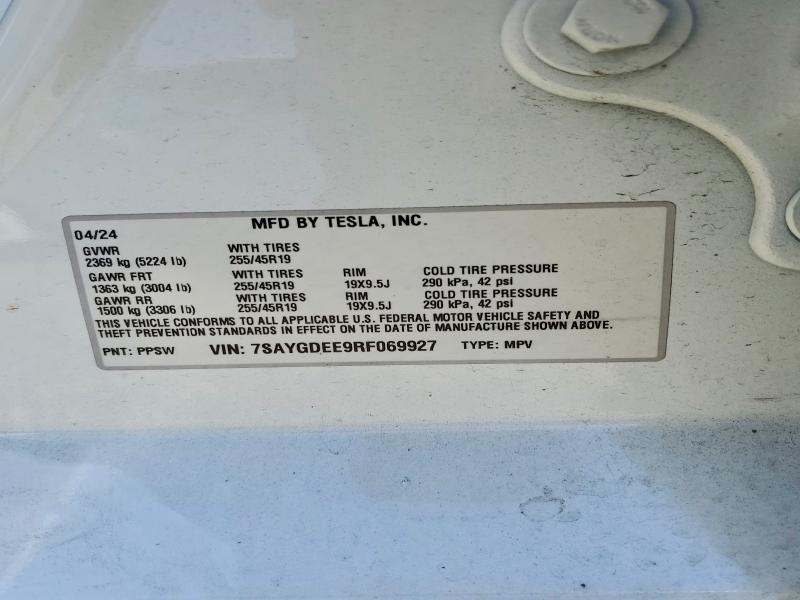 48245936 :رقم المزاد ، 7SAYGDEE9RF069927 vin ، 2024 Tesla Model Y مزاد بيع