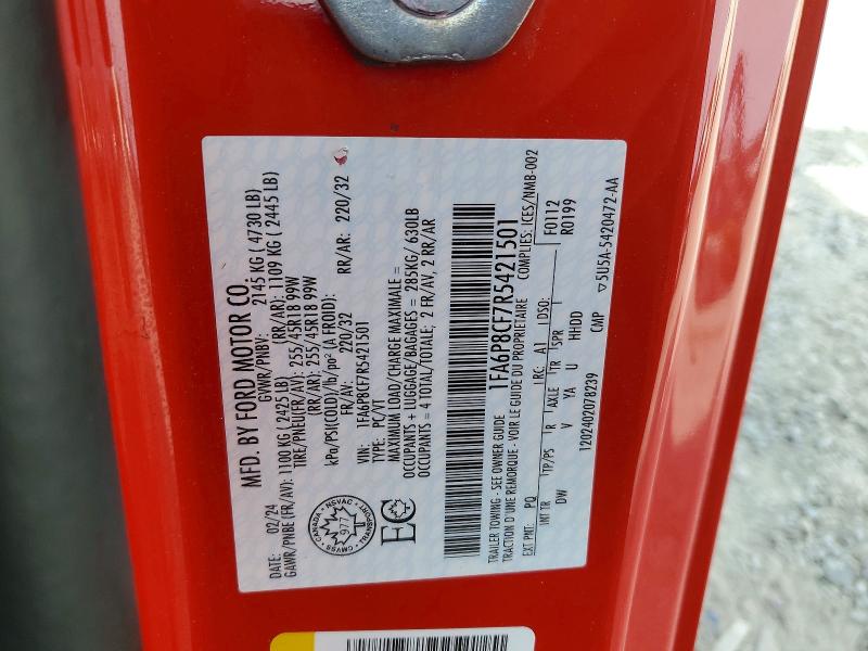 Продаж на аукціоні авто 2024 Ford Mustang, vin: 1FA6P8CF7R5421501, номер лоту: 48795446