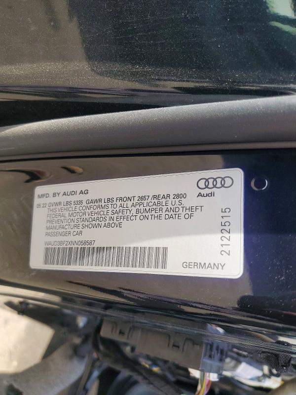 Продажа на аукционе авто 2022 Audi A6, vin: WAUD3BF2XNN058587, номер лота: 50293986