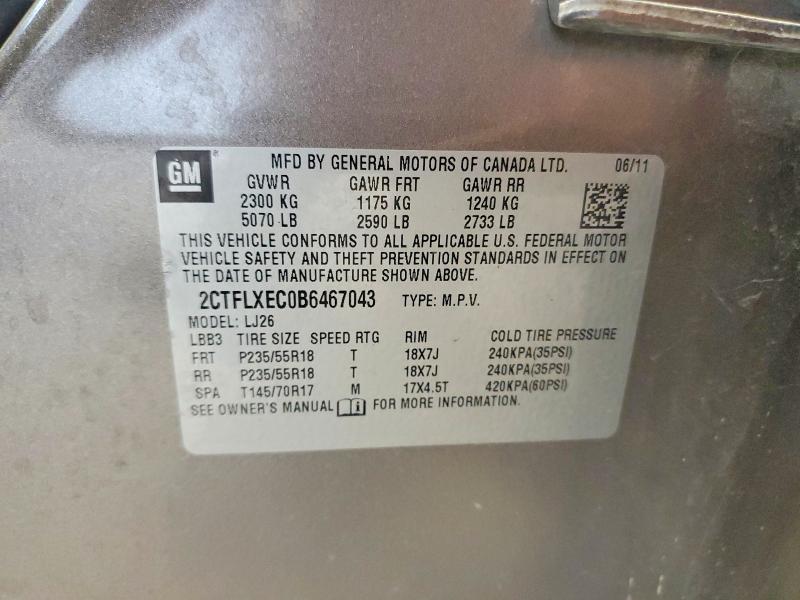 2011 Gmc Terrain მანქანა იყიდება აუქციონზე, vin: 2CTFLXEC0B6467043, აუქციონის ნომერი: 50964746